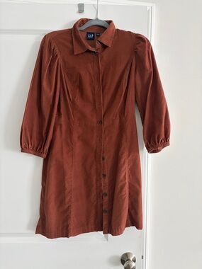 GAP Rust-Red Button Front Mini Dress
